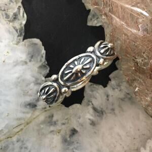 Carolyn Pollack Southwestern Style Sterling Flower Concho Band Ring For Women